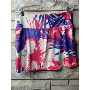UVSkinz Womens Tropical Floral Swim Skirt UPF 50+ Pink Purple Teal Size L